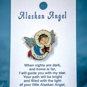 CUTE Alaskan Angel Pin with Guardianship Poem 1980s